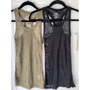 TWO -Super soft Shear Papaya tank tops Black and army green